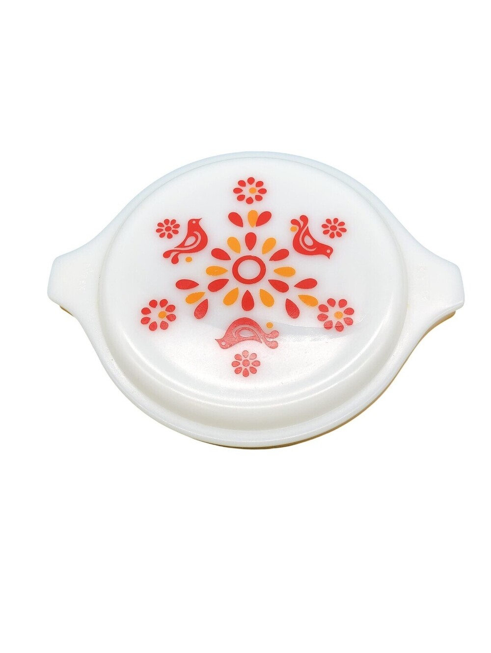 Vintage Pyrex Friendship Orange Round Casserole Floral With Lid USA Milk Glass